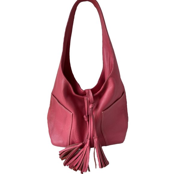 Laggo Bags Laggo Havana Pebbled Pink Leather Hobo Slouchy
